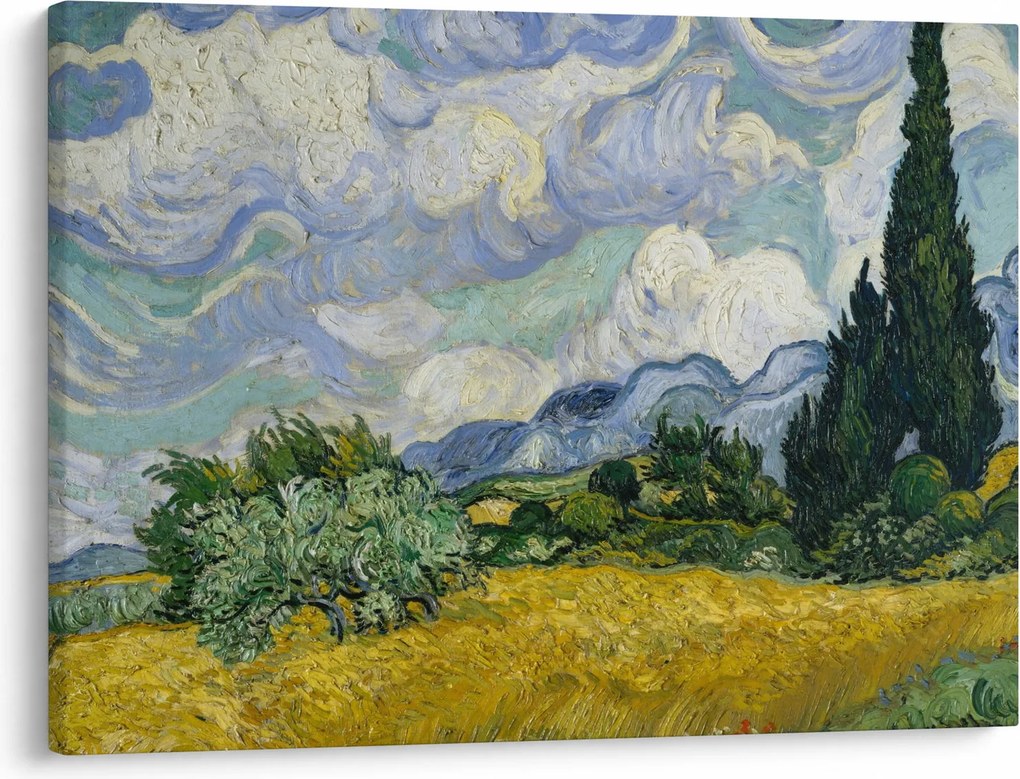 Obraz - Vincent van Gogh, Wheat Field with Cypresses, reprodukcje (70x50 cm)