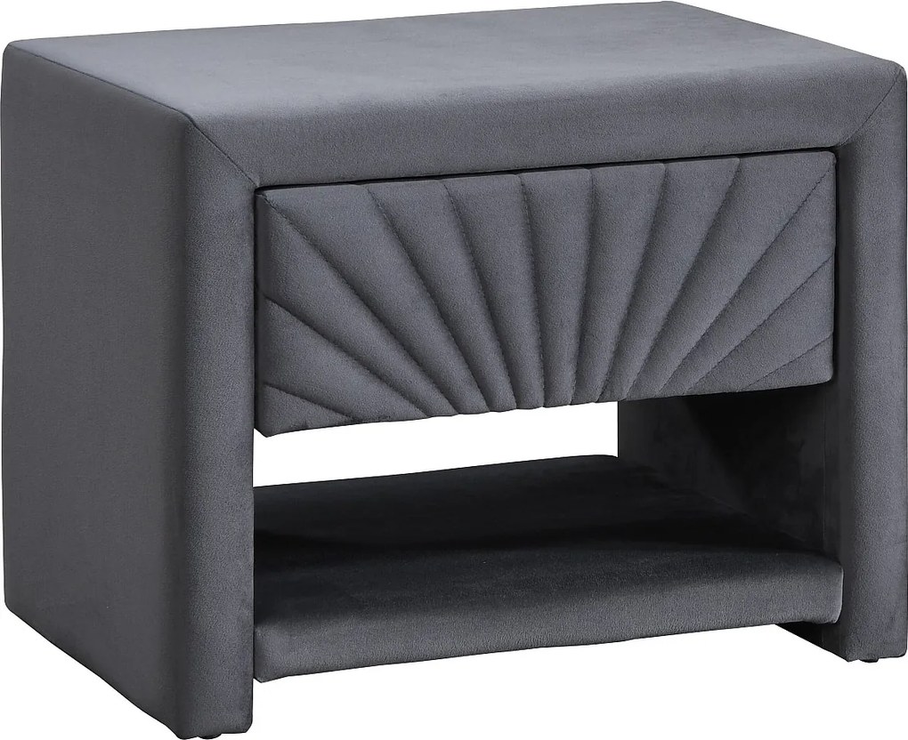 Zestaw 2 szafek nocnych - 1 szuflada i 1 wnęka - Welur - Antracytowy - ULAMI