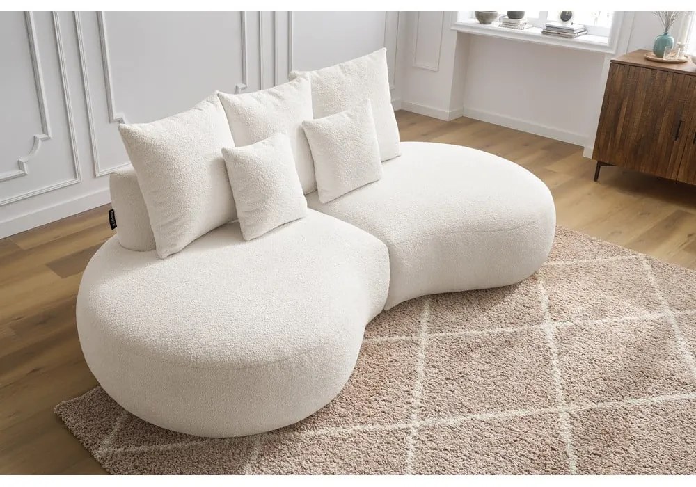 Biała sofa z materiału bouclé 260 cm Saint-Germain – Bobochic Paris