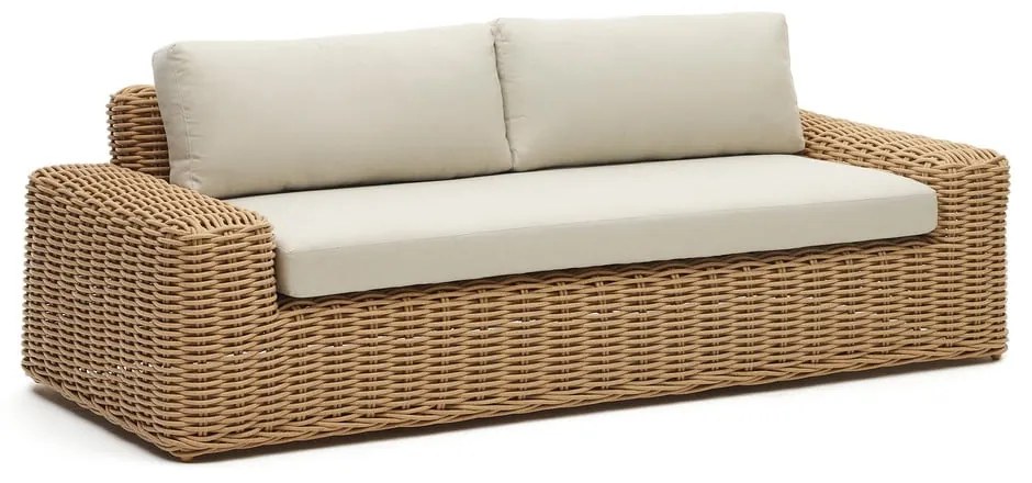 Kremowo-naturalna sofa ogrodowa ze sztucznego rattanu Portlligat – Kave Home