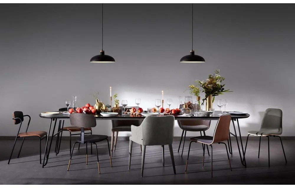 Ciemnobrązowy rozkładany stół z blatem w dekorze jesionu 100x170 cm Milian – Kave Home