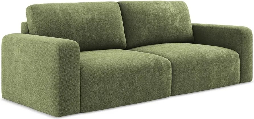 Zielona rozkładana sofa ze schowkiem z tkaniny szenilowej 252 cm Kona – Makamii