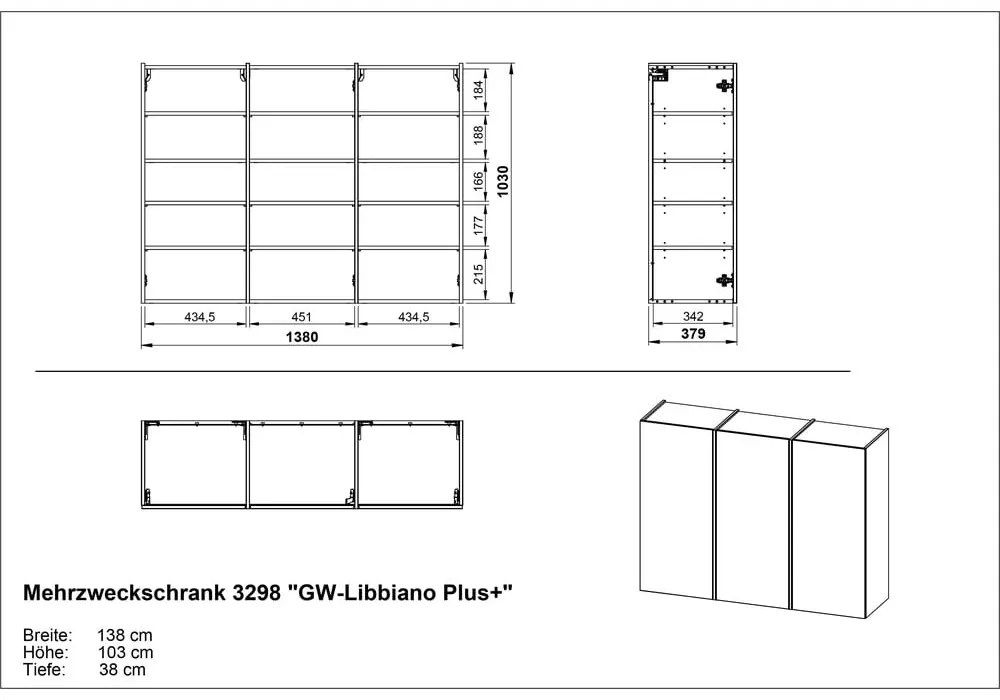 Kremowa szafka pod przedpokoju 138x103x38 cm Libbiano – Germania