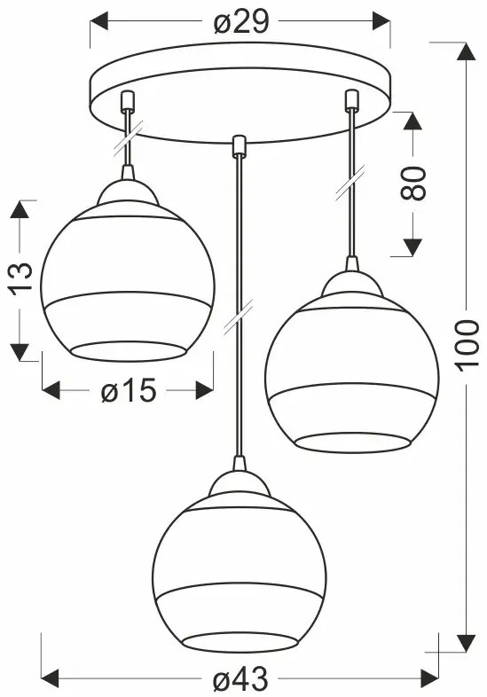 Nowoczesna potrójna lampa wisząca - 3X D237 T7-C26