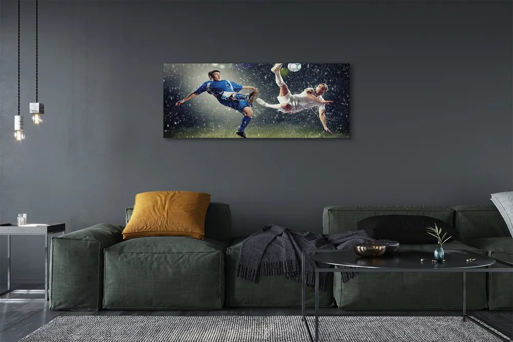 Obraz drukowany na płótnie Futbol W Strugach Deszczu