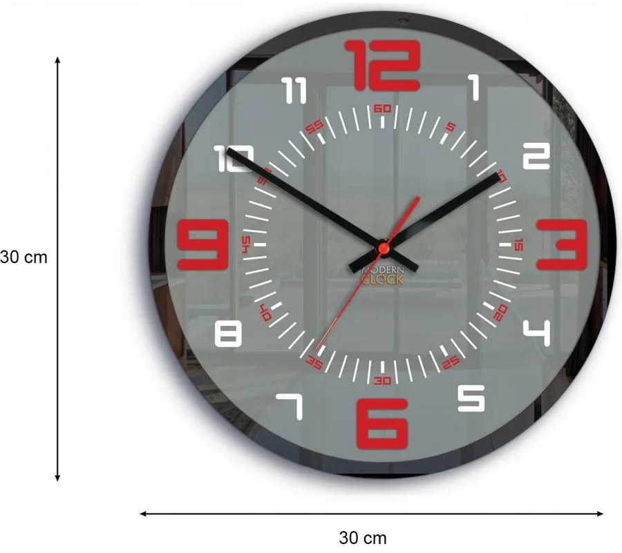Zegar ścienny okrągły cichy klasyczny akrylowy na ścianę duże cyfry szary