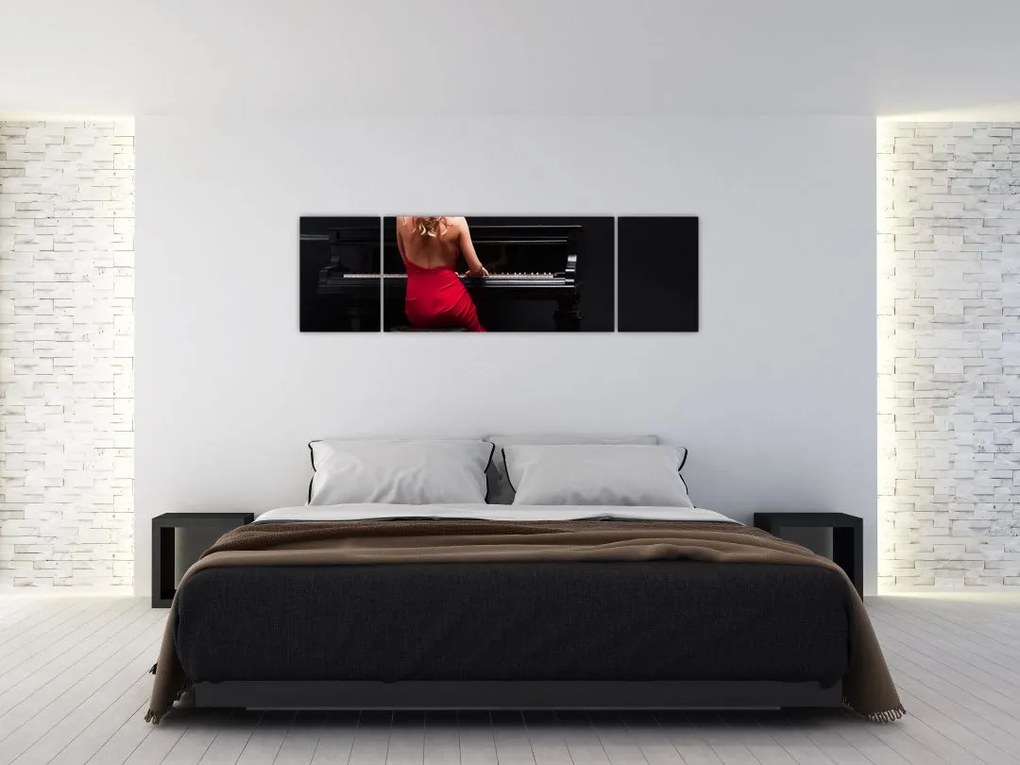 Obraz kobiety grającej na pianinie (170x50 cm)