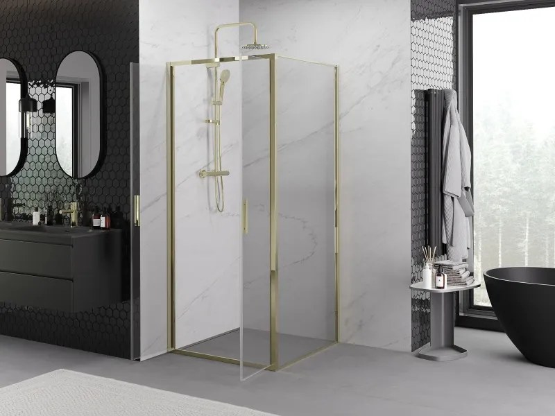 Mexen Exo-B Duo kabina prysznicowa uchylna 90 x 90 cm, transparent, złota - 814-090-090-50-00