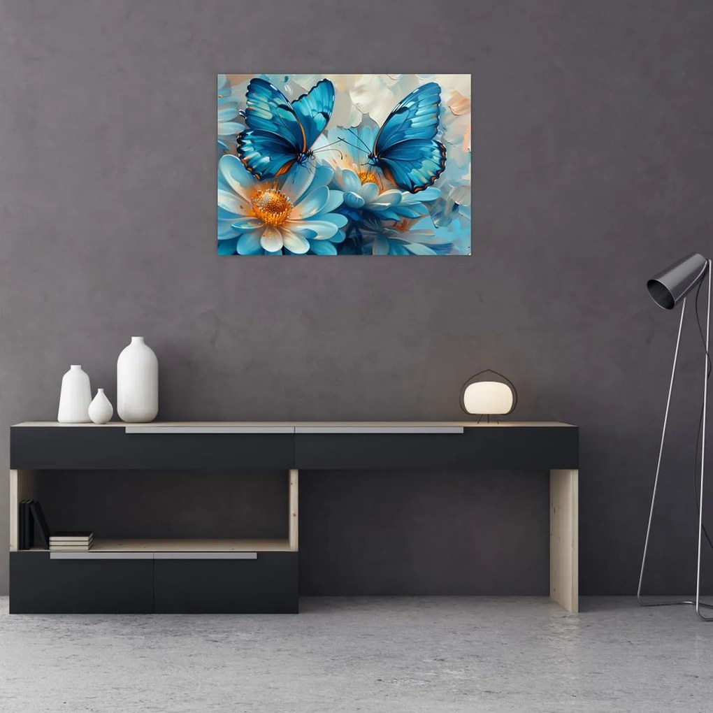 Obraz - Niebieskie motyle (70x50 cm)