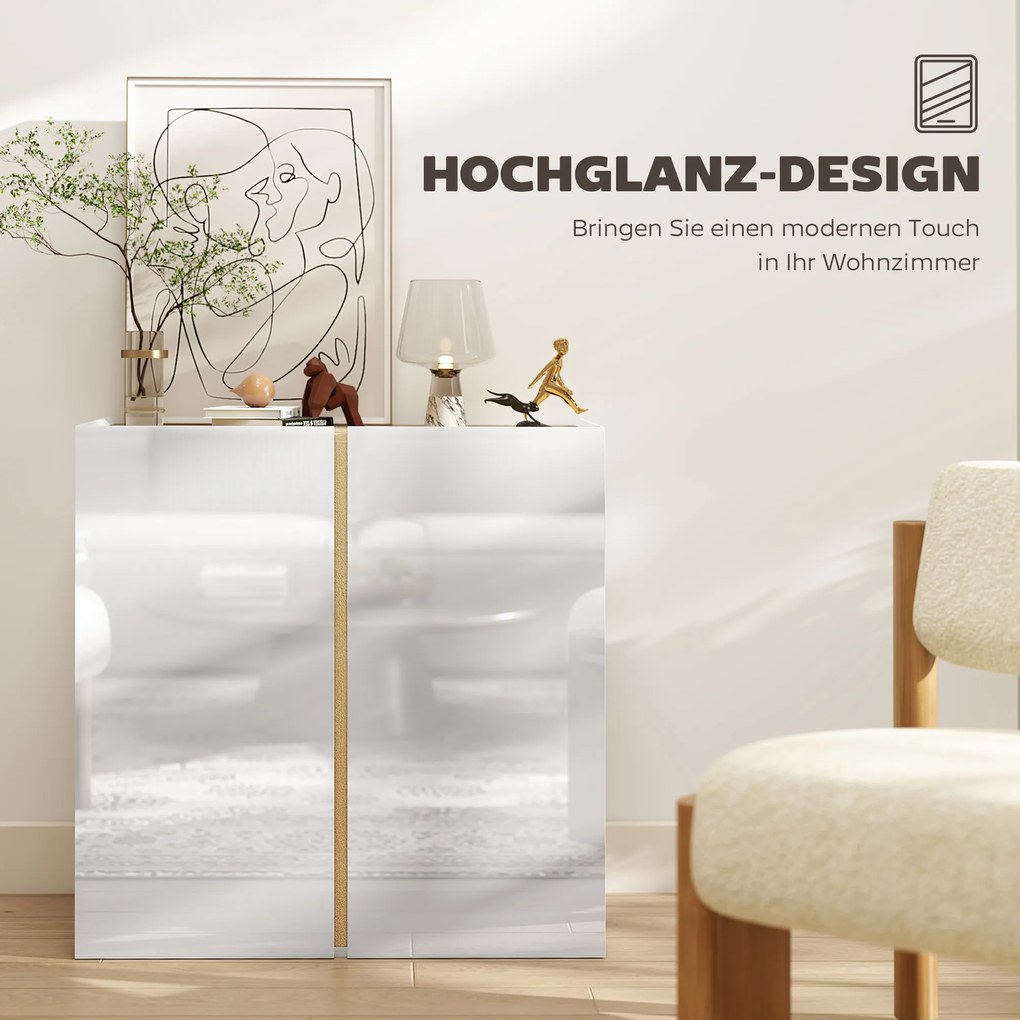 HOMCOM Szafka, komoda z drzwiami Soft-Close, regulowana półka, do salonu, kuchni, jadalni, Biała