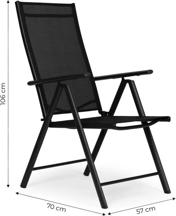 Krzesło ogrodowe, składane, regulowane Napoli, czarne