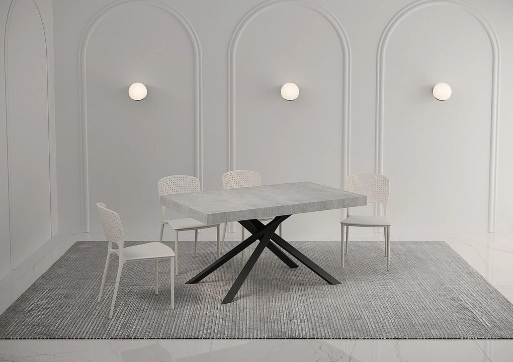 Stół rozkładany 140/244x90 cm Karida Premium cementu nogi antracytowe