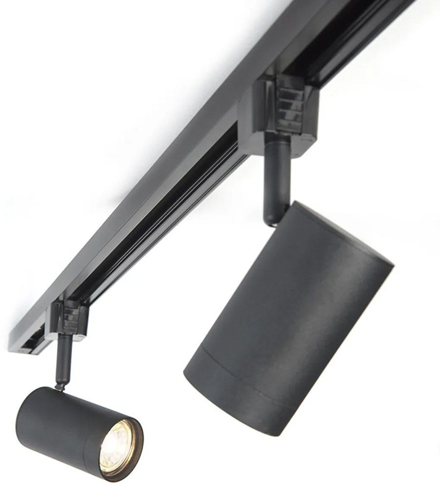 Nowoczesny system szynowy z 6 reflektorami czarny 1-fazowy 286 cm - Iconic Jeana Nowoczesny Oswietlenie wewnetrzne