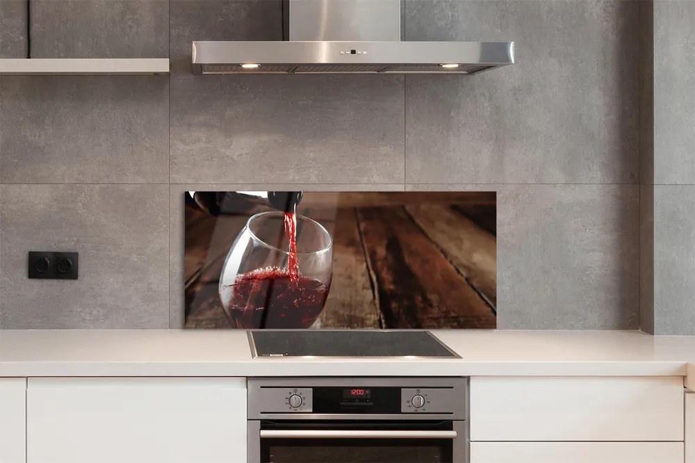 Panel szklany do Kuchni Degustacja Wina na Drewnie