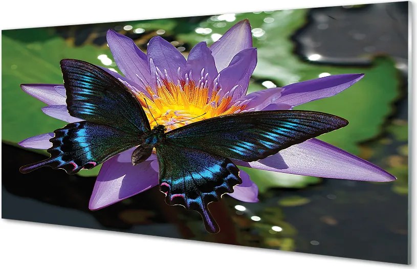 Panel Szklany Harmonia Natury: Kwiat i Motyl