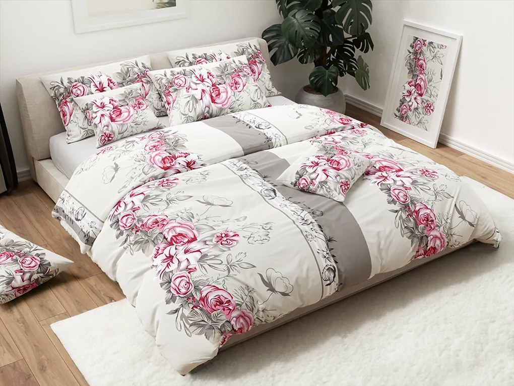 PrzytulneMieszkanie.pl PrzytulneMieszkanie.pl Pościel bawełniana LILY ROSE szara Rozmiar pościeli: 70 x 90 cm | 140 x 200 cm