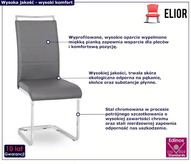 Szare nowoczesne krzesło na płozach F4-C16