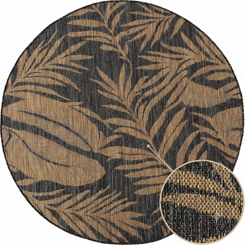 Dywan uniwersalny Mira Roślinny czarno brązowy koło 160 cm x 160 cm