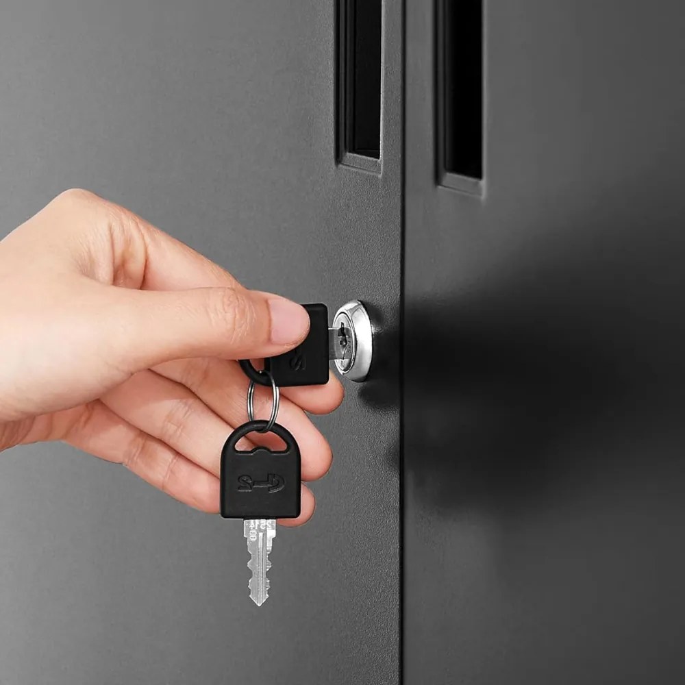 Wielofunkcyjna metalowa szafka RAVEN, 40x80x90 cm, czarna SongmicsHome