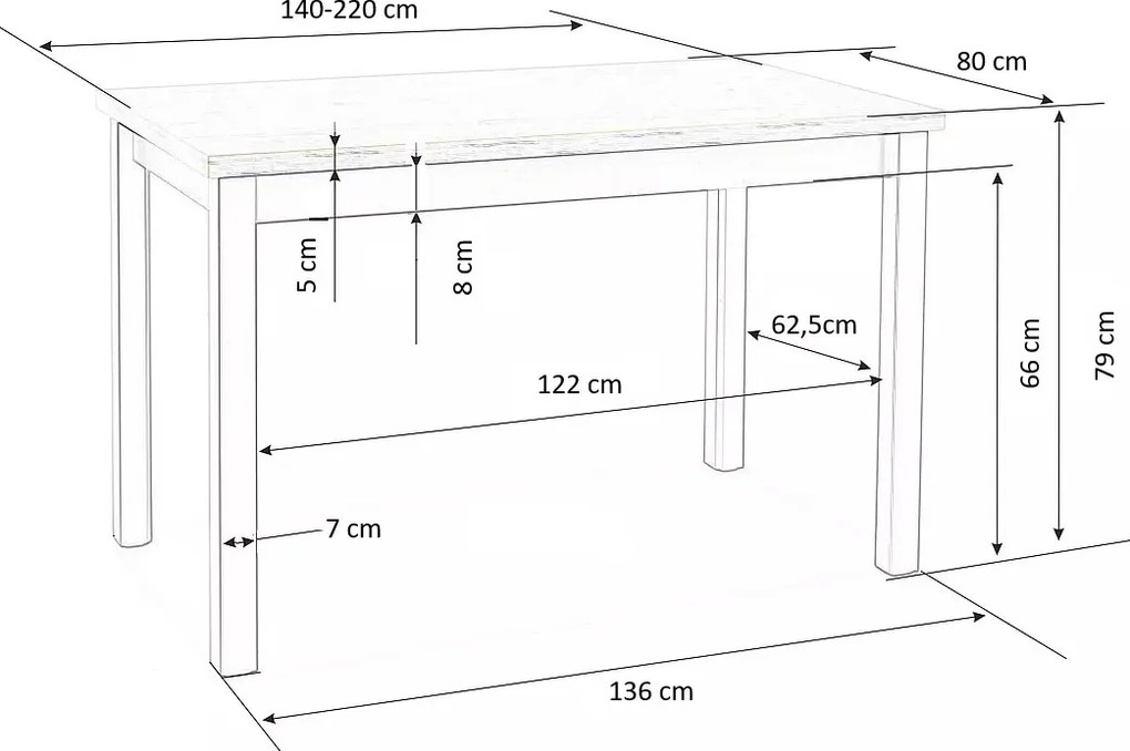 Rozkładany stół do jadalni Tiago Halmar, dąb hikora / kaszmir