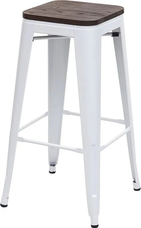 Stołek barowy MCW-A73 Metalowy, sztaplowany,  biały