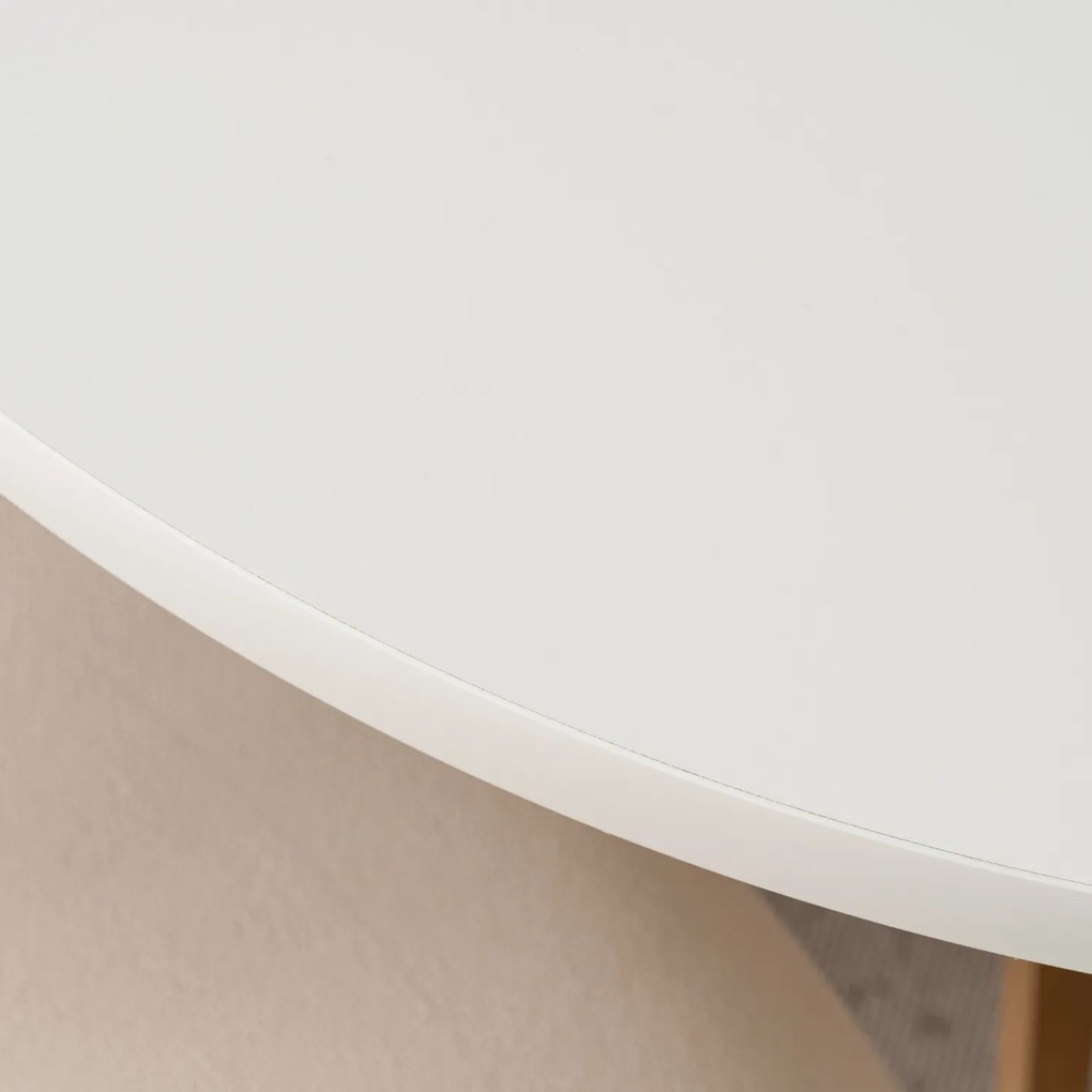 Stół Okrągły Rozkładany LUGO 90-190 cm Biały/Dąb Skandynawski