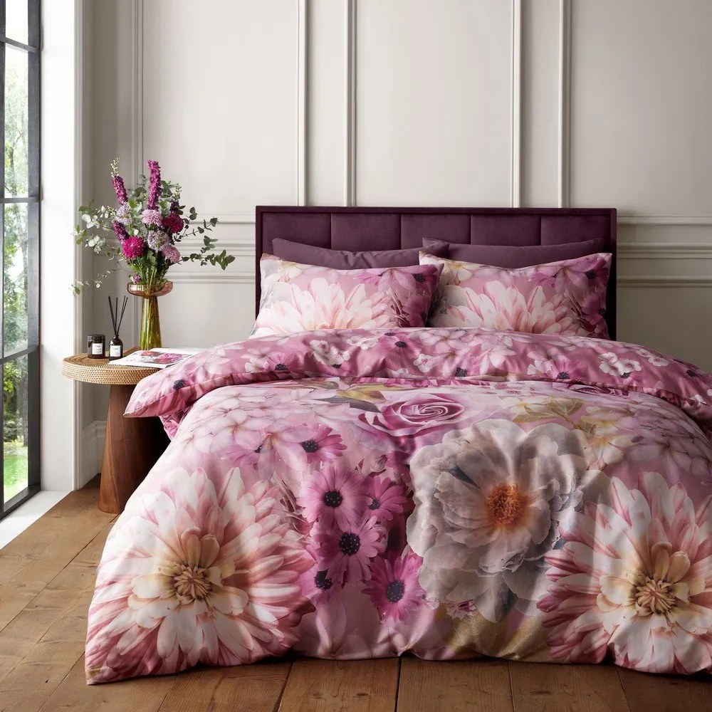 Różowa pościel dwuosobowa 200x200 cm Rosemoor Floral – RHS