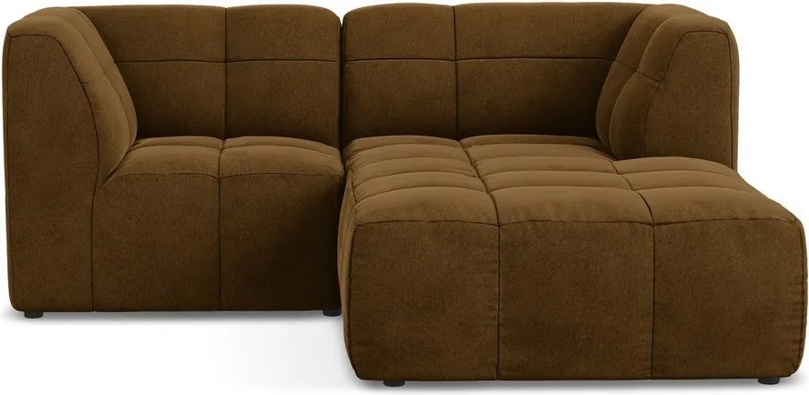 Musztardowy aksamitny narożnik (prawostronny/z szezlongiem) Aloha – Makamii