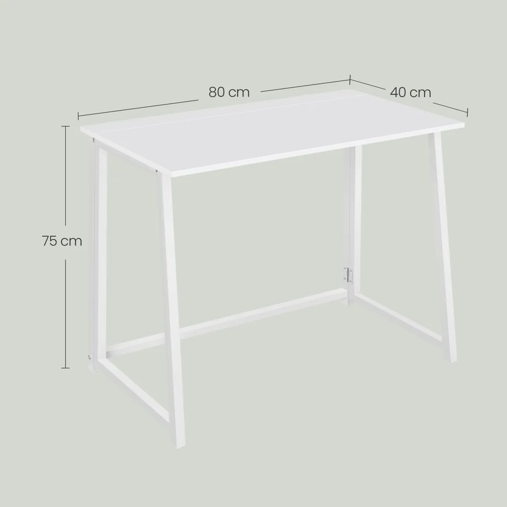 Zestaw do biura – składany stół ZARIMO 80×40 cm biały + krzesło biurowe AVOLA VELVET jasnobrązowe