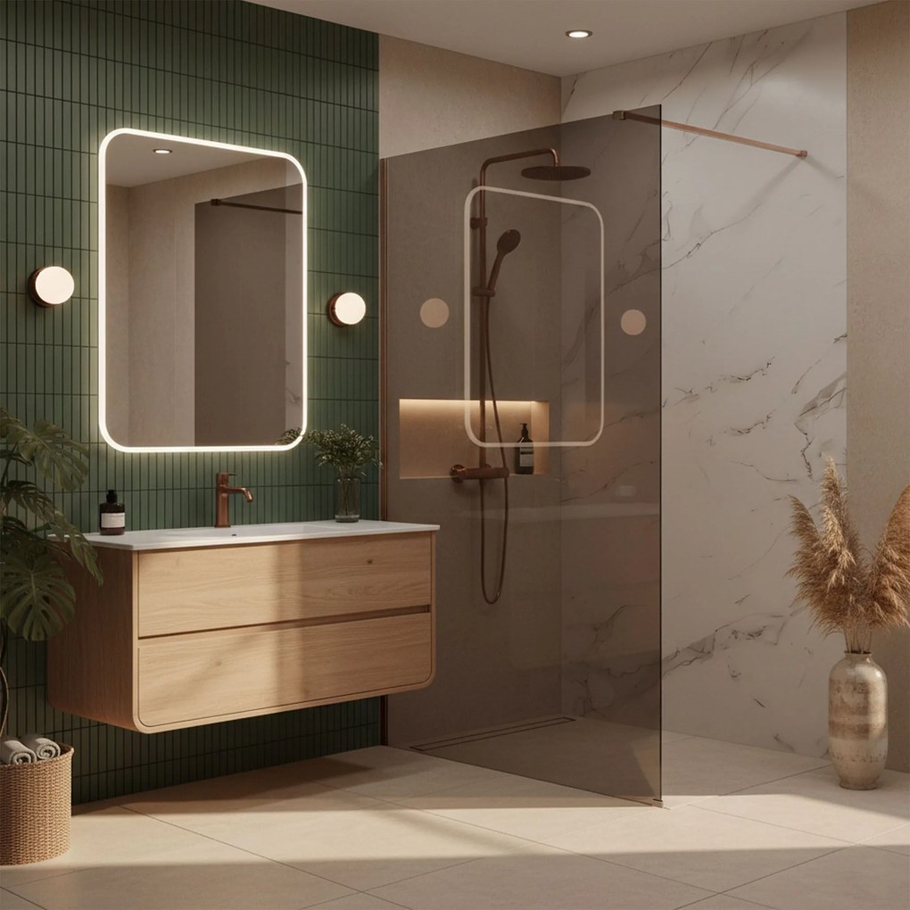 Kabina prysznicowa Walk-In Rea Flexi Brown / Brush Copper 80