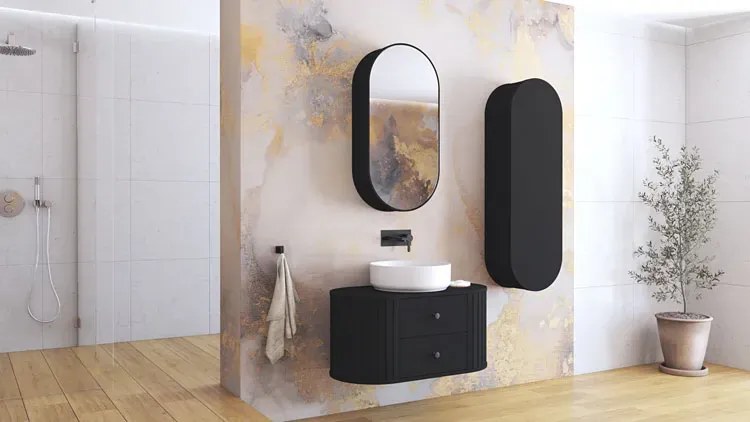 Czarna szafka łazienkowa na ścianę G1-H88