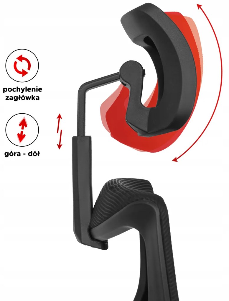 Fotel Biurowy Ergonomiczny Obrotowy SPIRAL Czarny z Zagłówkiem do Pracy