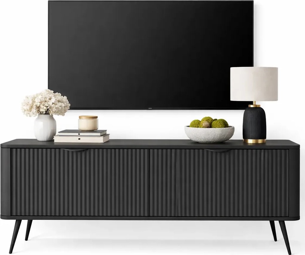 Czarna nowoczesna szafka RTV na nóżkach  E9-E37