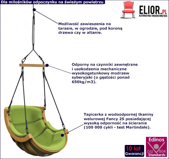 Zielona huśtawka ogrodowa R3-Z59