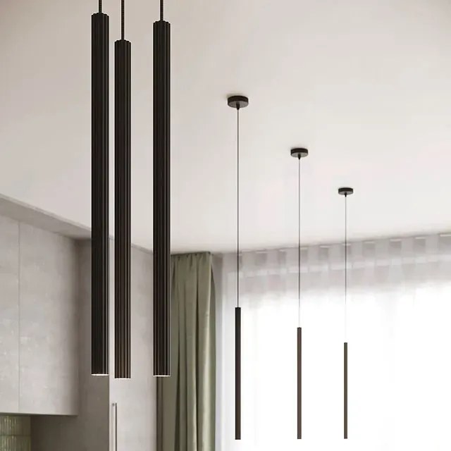 Czarna ryflowana lampa wisząca z 3 tubami - 3X A613 W0-A89