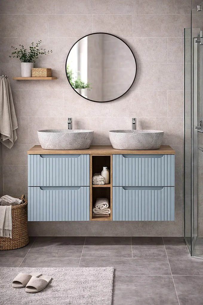 Zestaw łazienkowy podwójna szafka z umywalkami H1-Z68