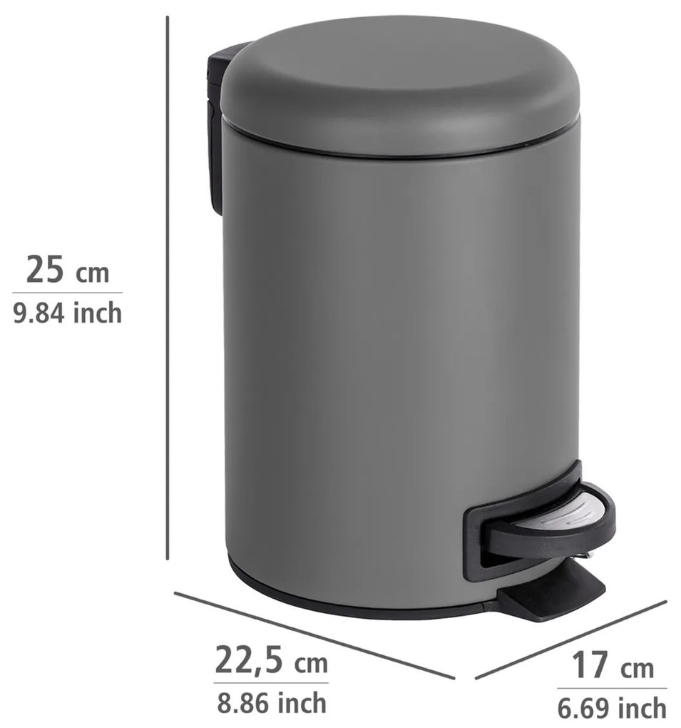 Wenko Kosz na śmieci z pedałem Leman 3 l, szary, 3 l