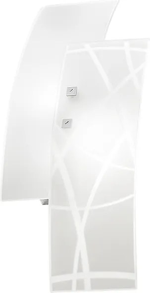 Frida lampa ścienna 2xE14 z białego szkła satynowego, chromowana rama, elegancki design, IP20, szer. 46 cm