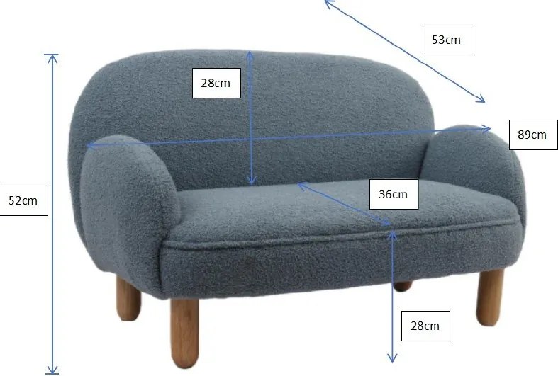 Beżowa sofa dla dzieci z materiału bouclé 89 cm Rocky – Vipack