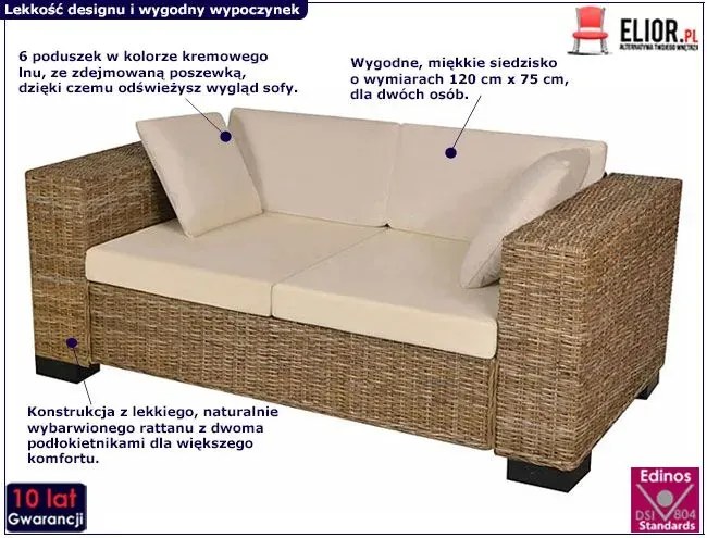 Sofa rattanowa 2-osobowa Letsa 2C