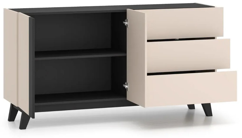 Komoda FREYA 03 2D3S 160 kaszmirowa/czarna ML MEBLE