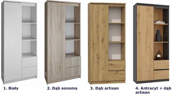 Półotwarty regał z szufladami dąb sonoma P9-G86