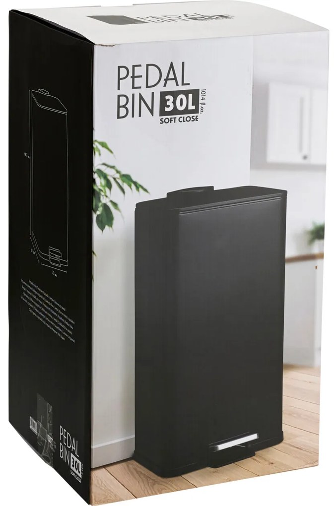 Metalowy kosz na śmieci DELTA, czarny, 30 l