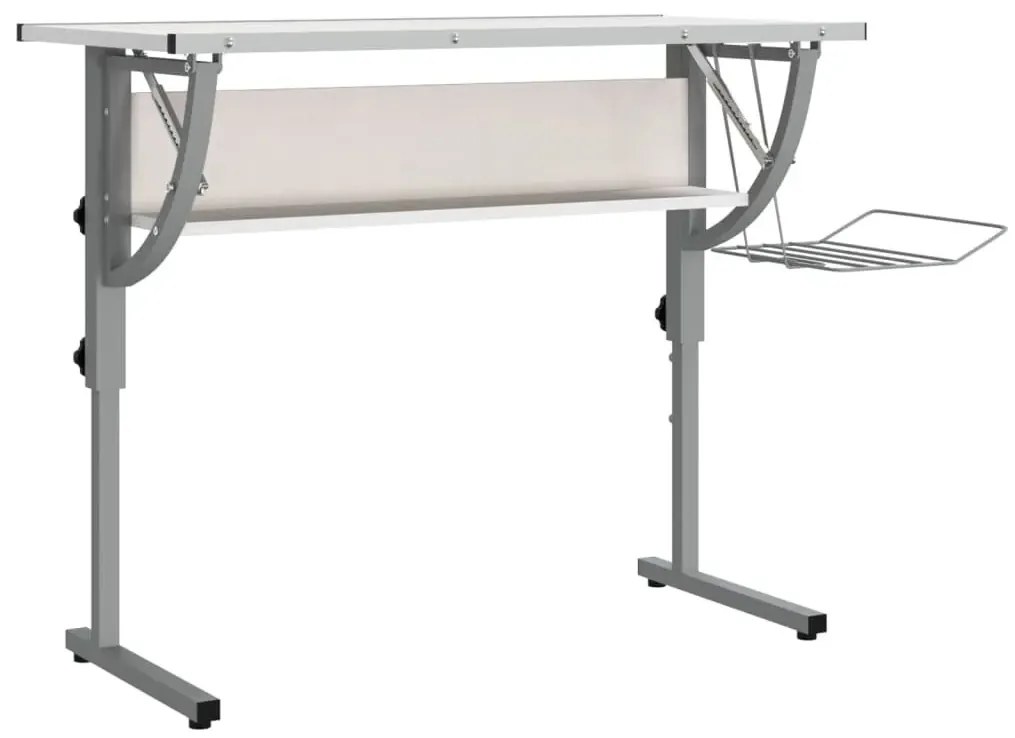 Biało-szare metalowe biurko kreślarskie podnoszone - Guveri