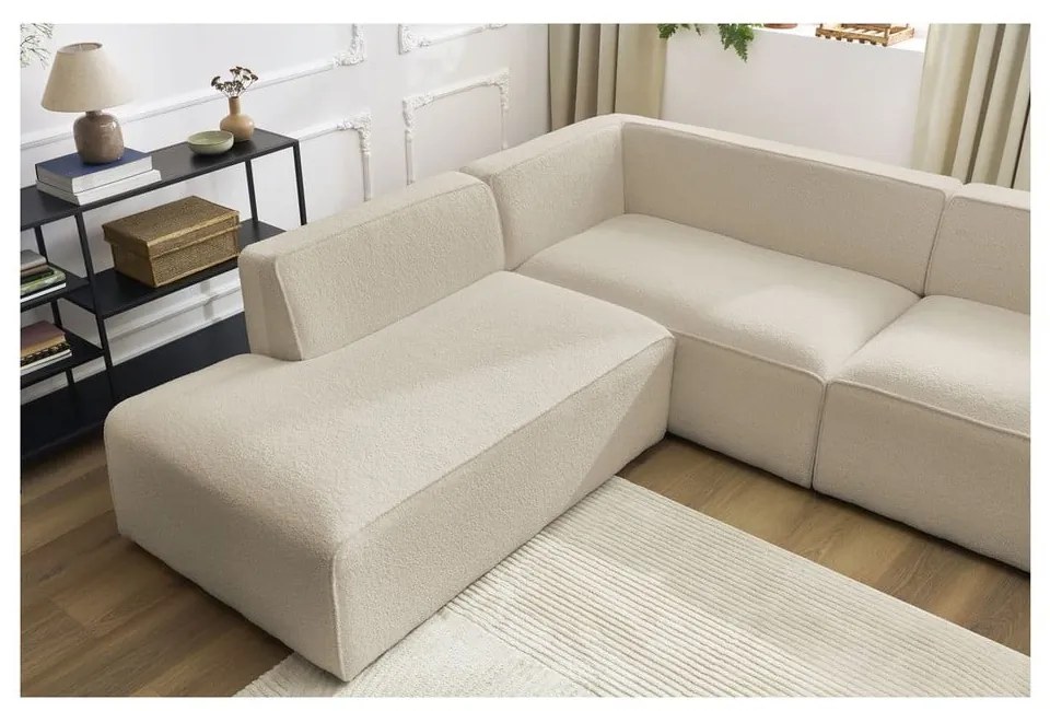 Beżowy narożnik modułowy z materiału bouclé (lewostronny/w kształcie litery U) Megeve – Bobochic Paris