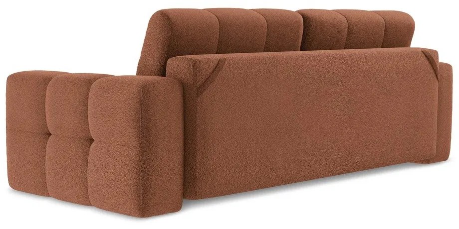 Rozkładana sofa z materiału bouclé w kolorze terakoty 255 cm Milu – Makamii