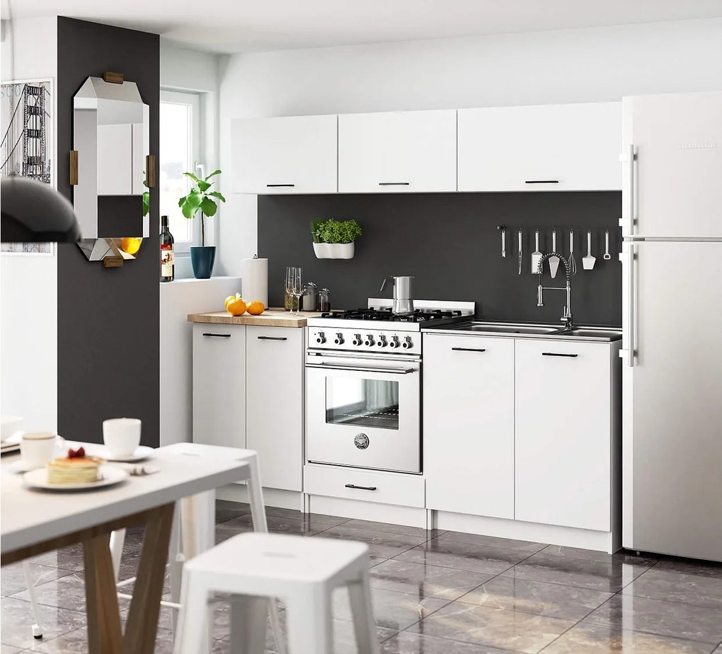 Zestaw kuchenny AKORD OLIWIA G1 2.0m Biały 200 cm 8 drzwi kolor Biały mat 6 półek 200x46x174 cm