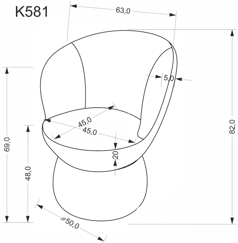 Krzesło tapicerowane, obrotowe szare, popiel K581