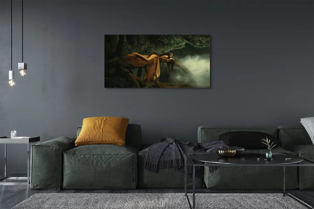 Duży obraz na płótnie Kobieta-Drzewo w Chmurach