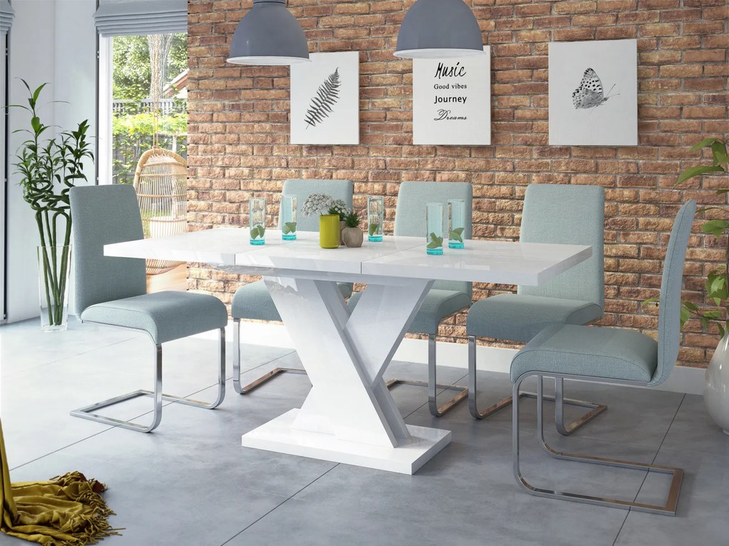 Rozkładany stół w wysokim połysku Dixon biały